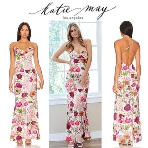 Katie May Tara Gown Pink Daisy Floral Maxi Dress M 288$